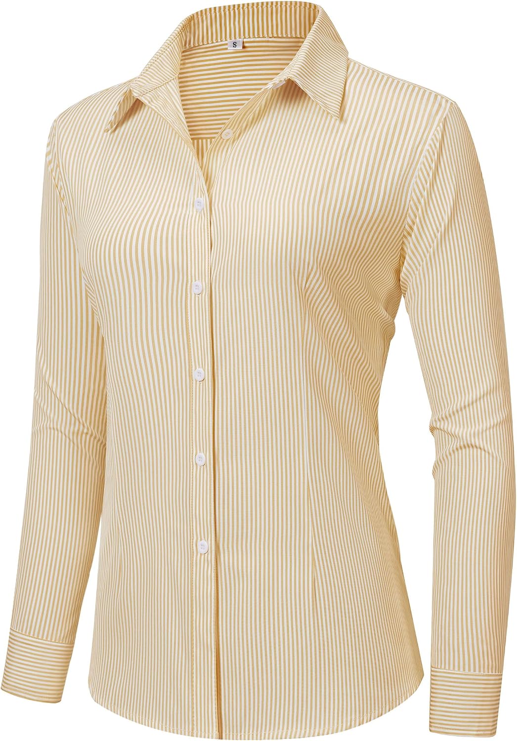 siliteelon Womens Classic-Fit Dress Shirts Long Sleeve Button Down Wrinkle-Free Stretch Solid Casual Work Office Blouse Top