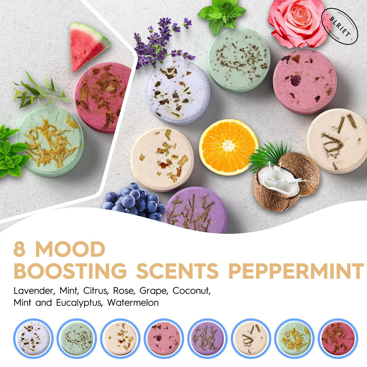 Blriet Shower Steamers Aromatherapy Relief Gifts 8 ct
