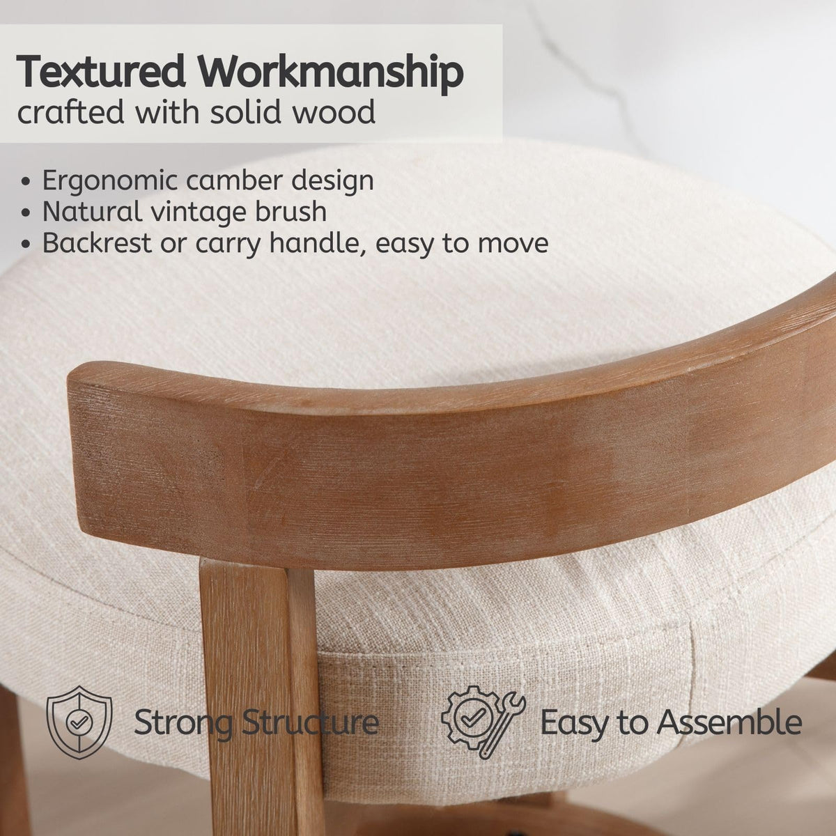 Lukealon Mid Century Linen Counter Stools Set of 4