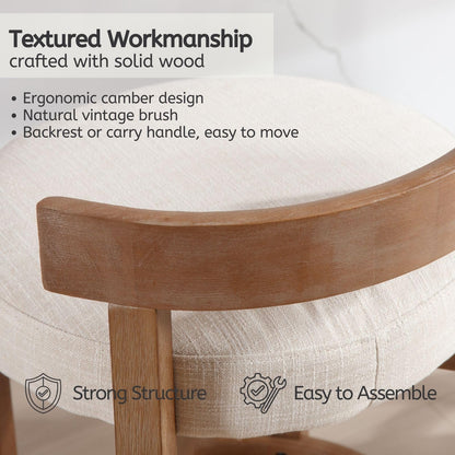 Lukealon Mid Century Linen Counter Stools Set of 4