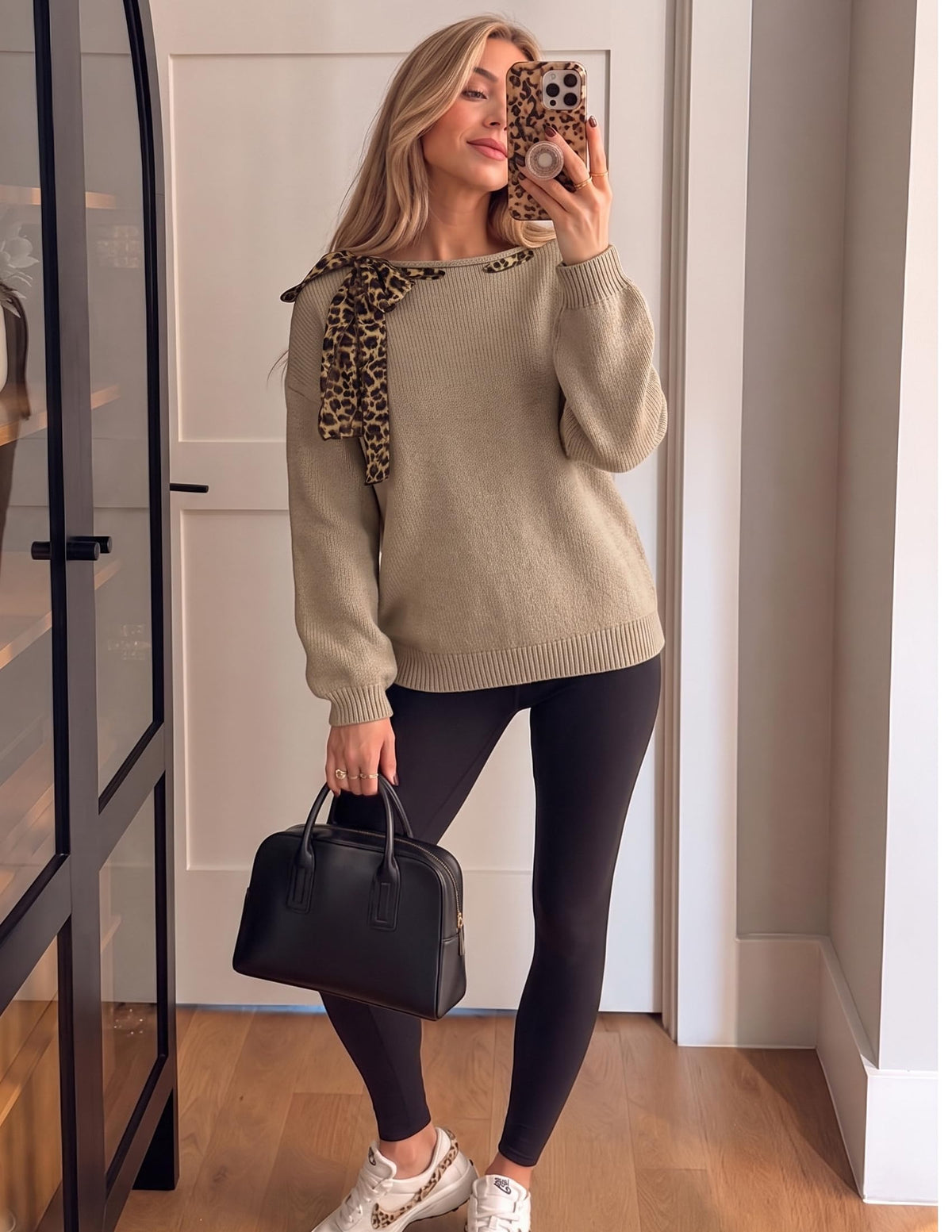 ZESICA Women's Fall Winter Cute Bow Tie Oversized Sweaters