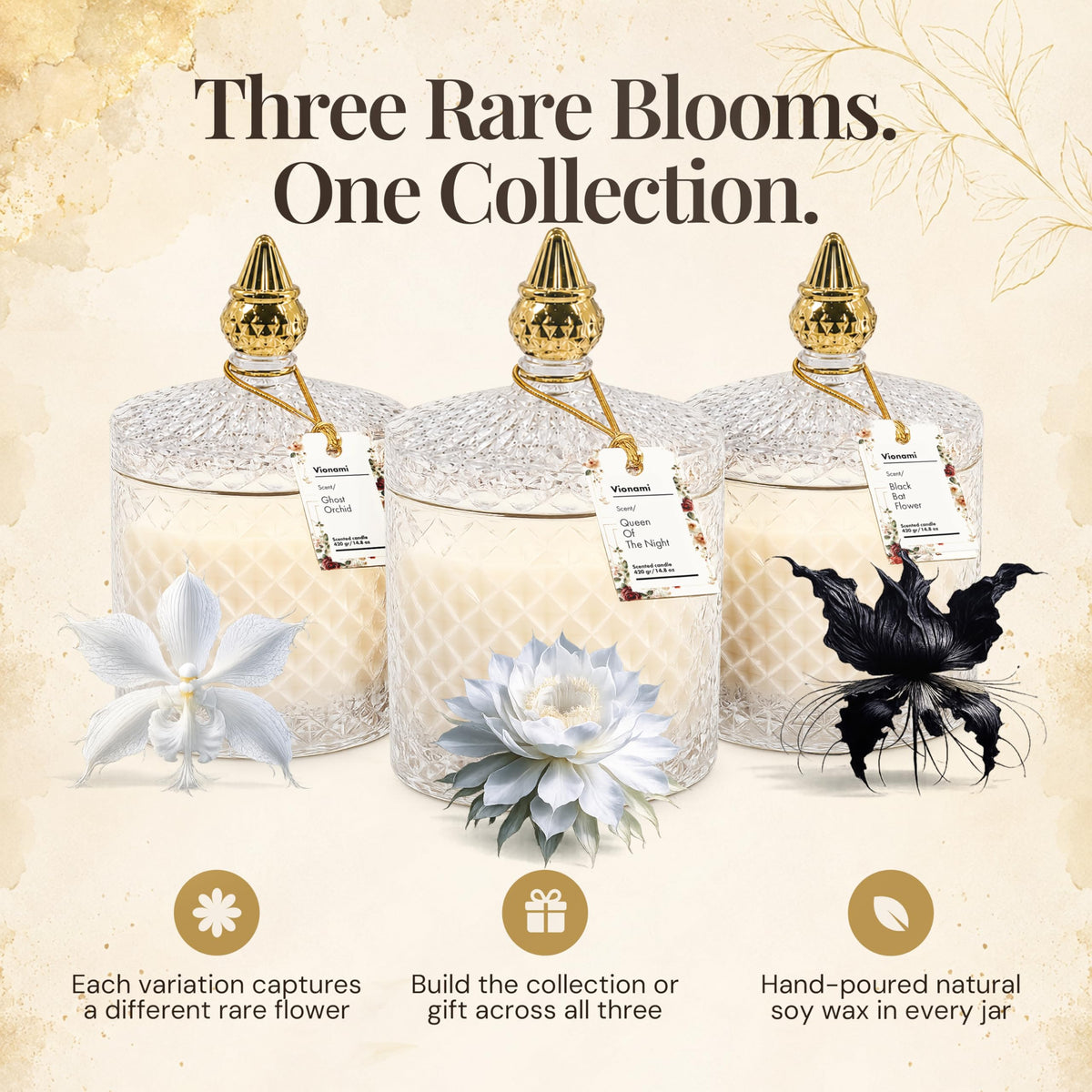 VIONAMI Ghost Orchid Rare Flower Fragrance Luxury Scented Candle