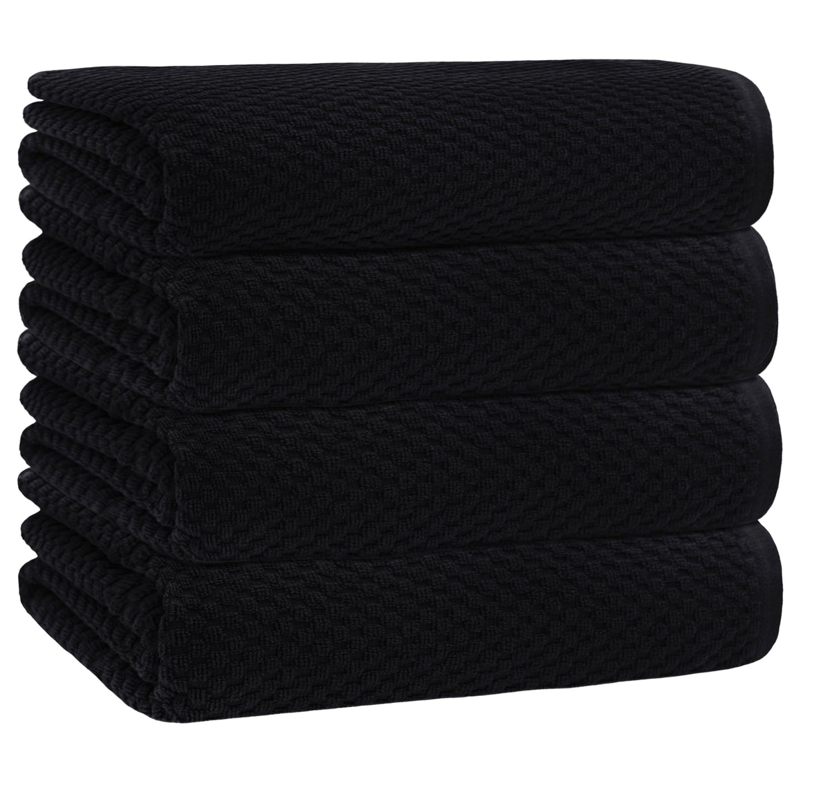 Cotton Craft- Euro Spa Set of 4 Luxury Waffle Weave Bath Towels, Oversized Pure Ringspun Cotton, 30 Inch X 56 Inch, White