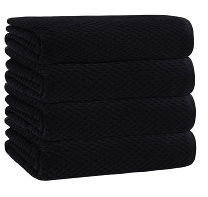Cotton Craft- Euro Spa Set of 4 Luxury Waffle Weave Bath Towels, Oversized Pure Ringspun Cotton, 30 Inch X 56 Inch, White