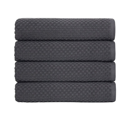 Cotton Craft- Euro Spa Set of 4 Luxury Waffle Weave Bath Towels, Oversized Pure Ringspun Cotton, 30 Inch X 56 Inch, White