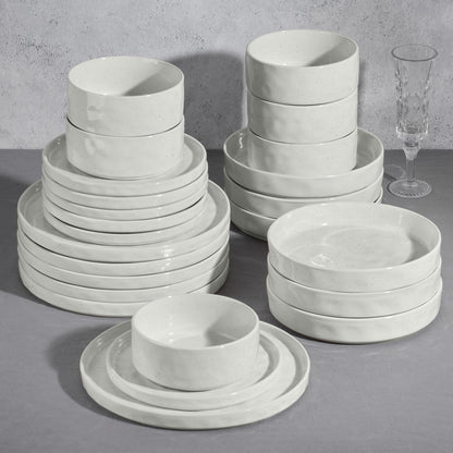 E-far Stoneware Dinnerware Set, 16-Piece Plates and Bowls Sets for 4