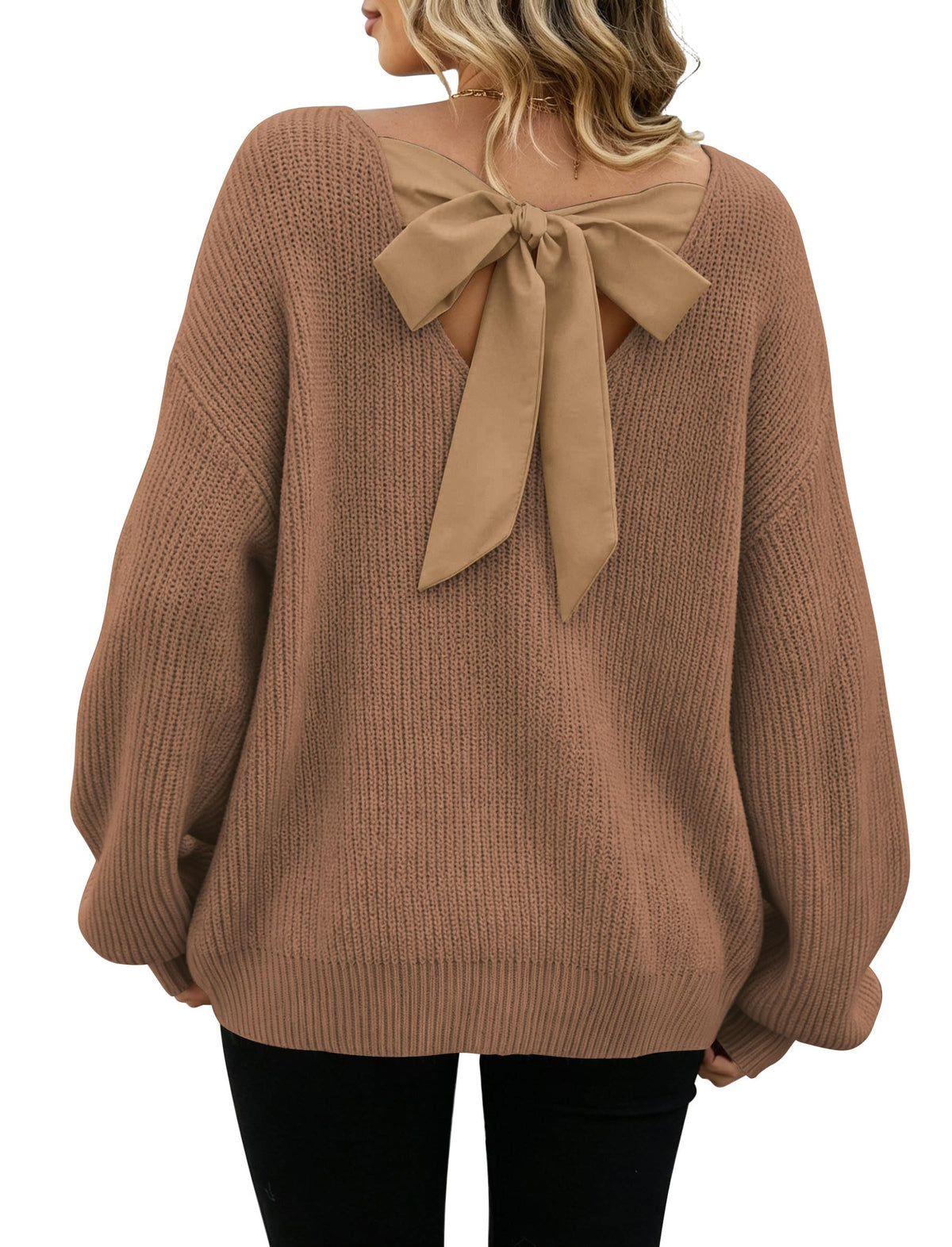 ZAFUL Women's Bow Chunky Knit Sweater