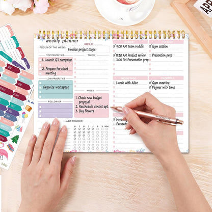 Thboxes Weekly Desk Planner, 8.5x11 In To Do List Notepad, 52 Sheets