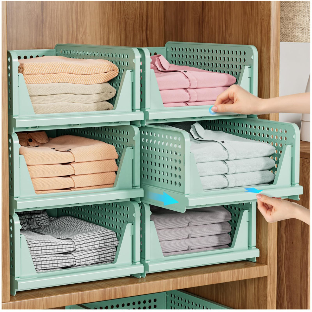 Snslxh 5 Pack Stackable Closet Storage Basket