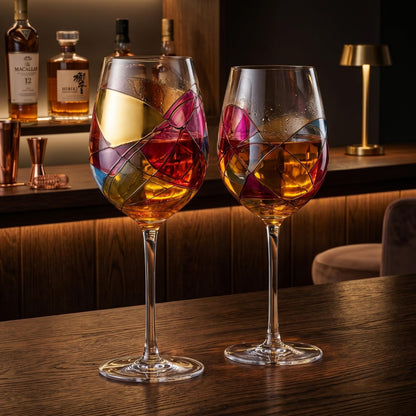 Artisanal Hand Painted Stemless Wine Glasses