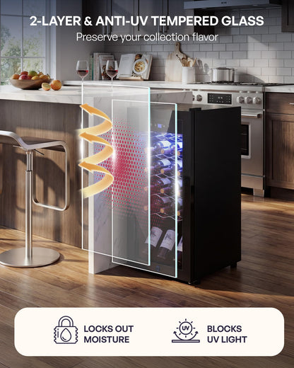 Icyglee 25 Bottle Compressor Wine Cooler Refrigerator