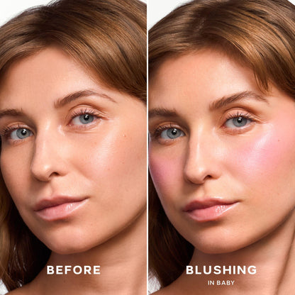 Saie Dew Liquid Blush for Cheeks - Hydrating Cream Blush Stick with a Blendable + Buildable Formula - Skincare Infused Dewy Cheek Tint for a Natural Flush - Glowy Makeup Essential - Baby (.40 Oz)
