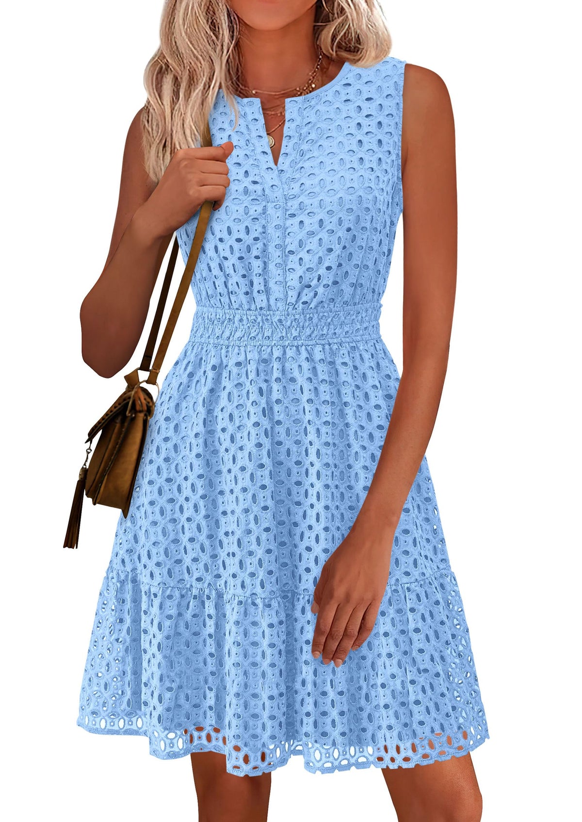 PRETTYGARDEN Women's Summer Eyelet A Line Short Dress