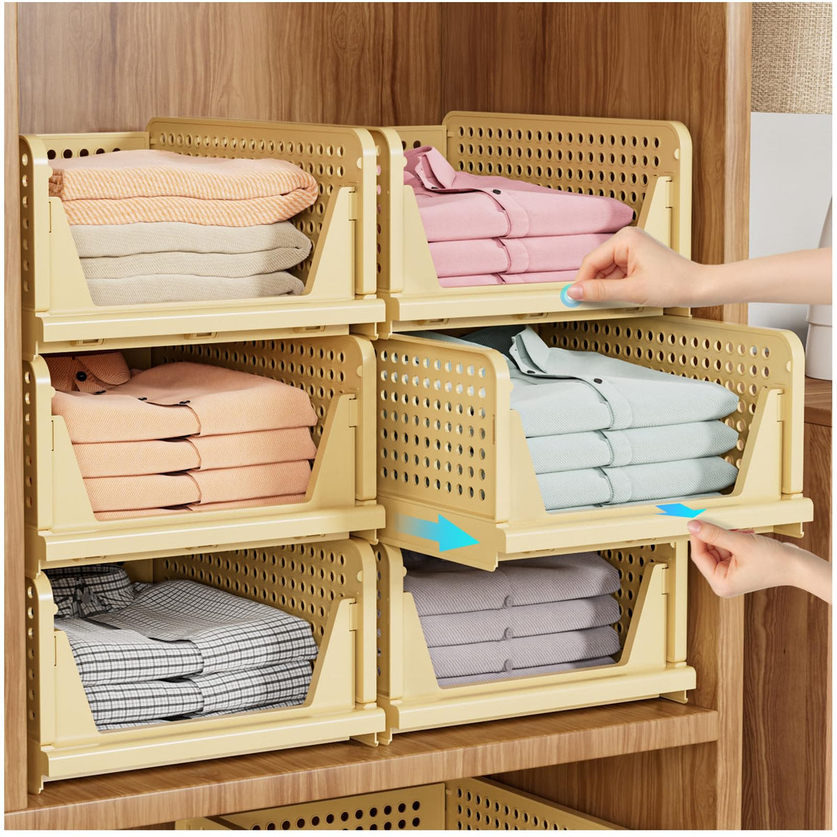 Snslxh 5 Pack Stackable Closet Storage Basket
