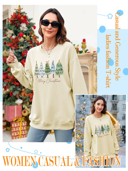 Christmas Shirts For Women Merry Christmas Graphic Crewneck Sweatshirt Tops