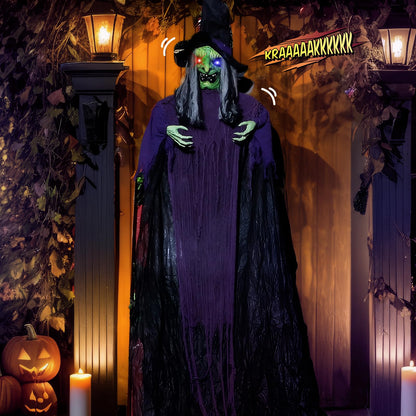 Aw 9Ft Animatronics Flying Witch Hovering Broom Animated Ac 100V-240V Halloween Outdoor Decoration Motion Activated