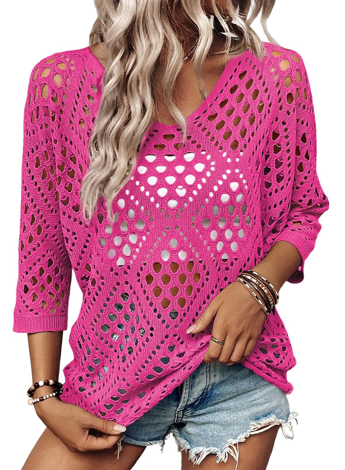 SHEWIN - Hollow Out Beach Crochet Top