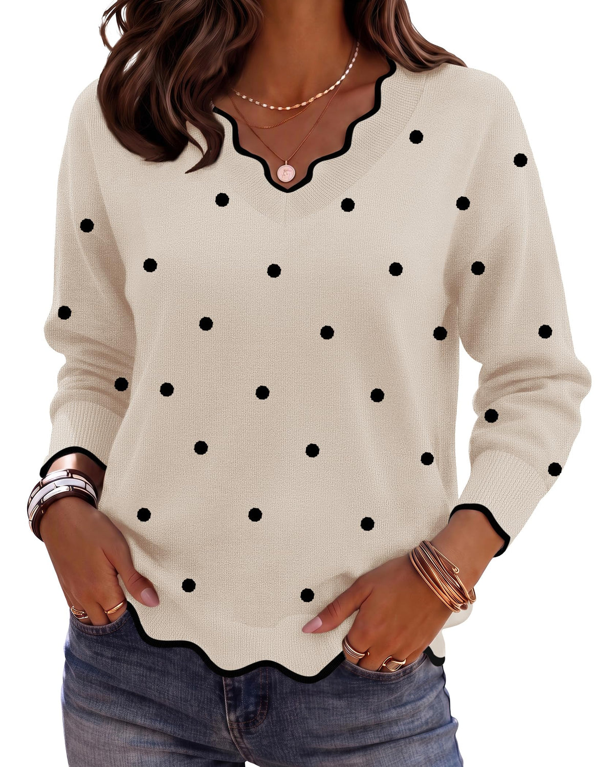 Zeagoo Women's 2026 Fall V Neck Sweater Long Sleeve Lightweight Knit Tops
