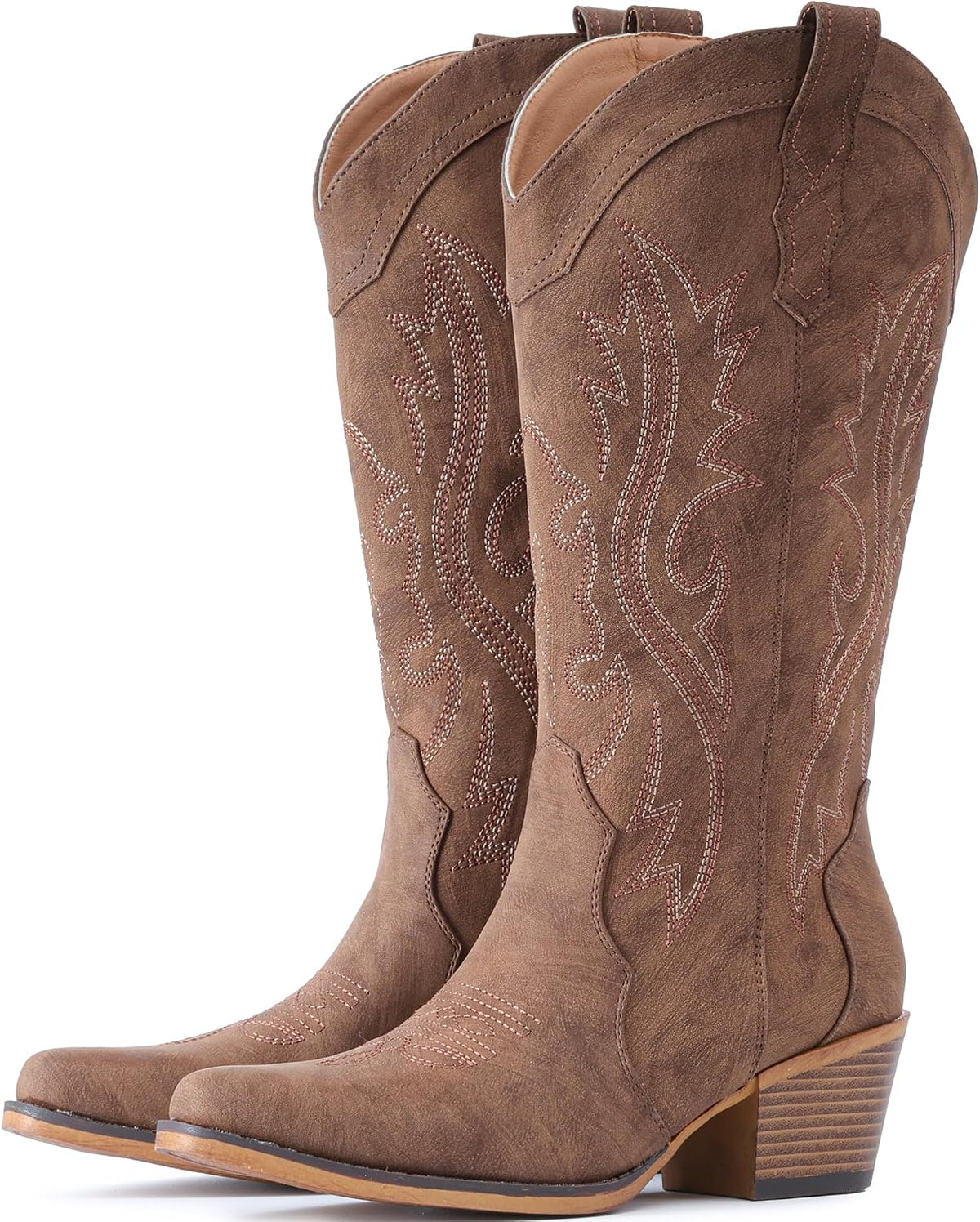 BEST SELLER - IUV Cowboy Boots For Women Western Cowgirl Boots Mid Calf Snip Toe