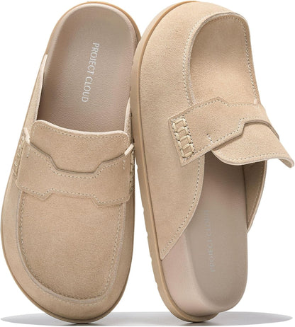 Project Cloud 100% Genuine Leather Slip-On Womens Clogs Mules for Women