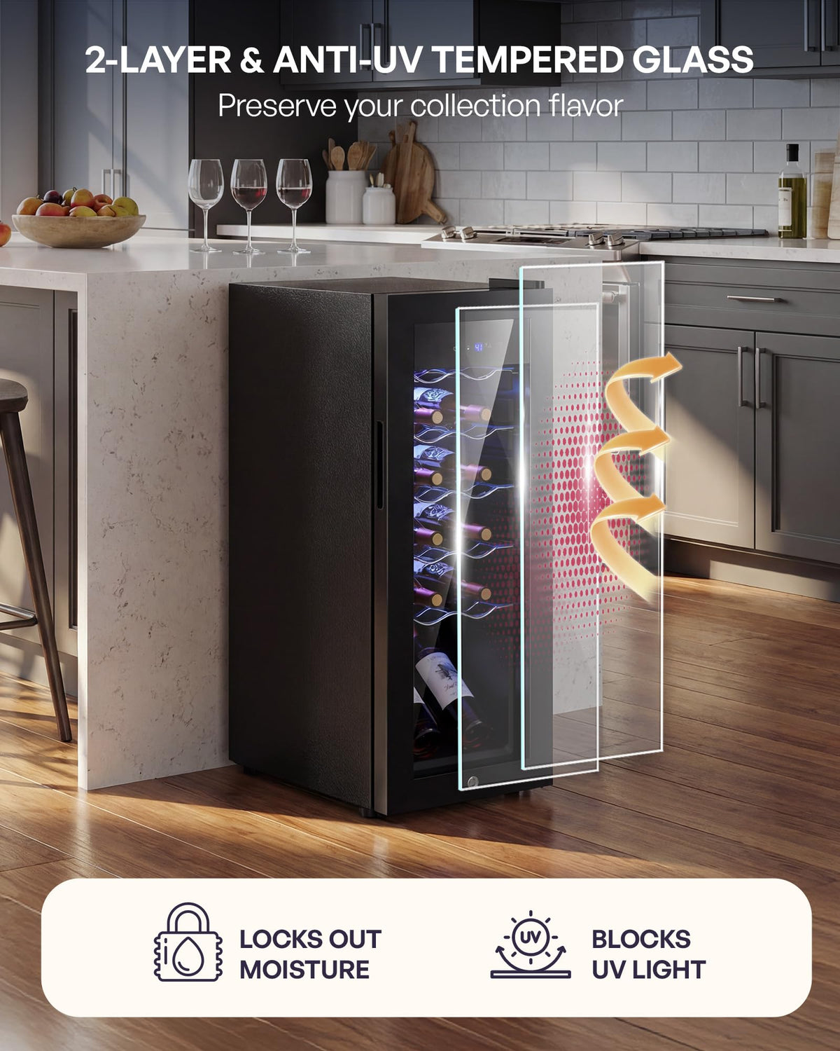 Icyglee 25 Bottle Compressor Wine Cooler Refrigerator