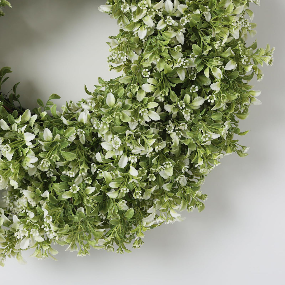 32" Large Artificial Boxwood Wreath for Front Door (White-Green) | Waterproof & Fade Resistant