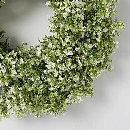 32" Large Artificial Boxwood Wreath for Front Door (White-Green) | Waterproof & Fade Resistant