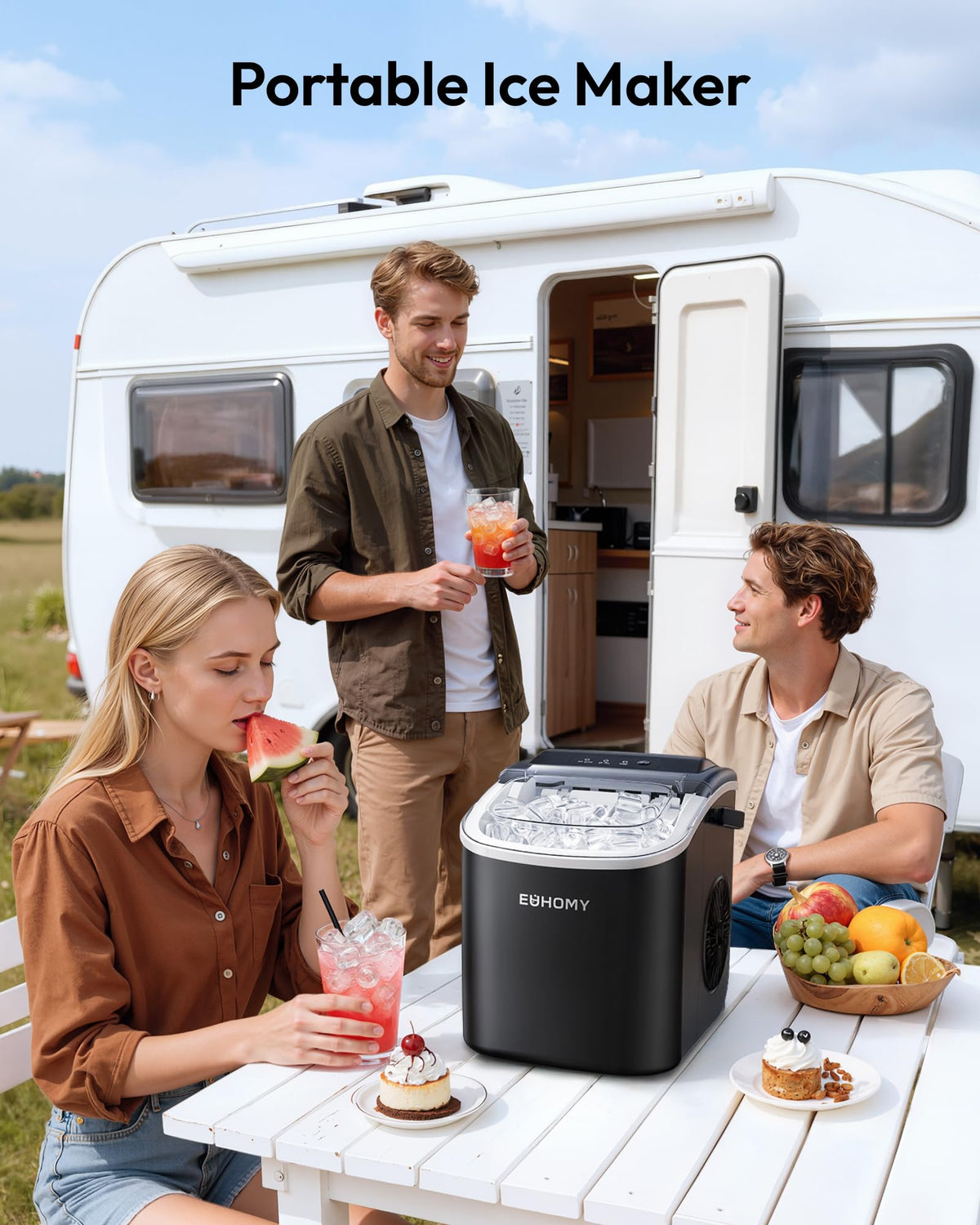 Euhomy Countertop Ice Maker Machine with Handle