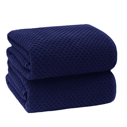 Cotton Craft- Euro Spa Set of 4 Luxury Waffle Weave Bath Towels, Oversized Pure Ringspun Cotton, 30 Inch X 56 Inch, White