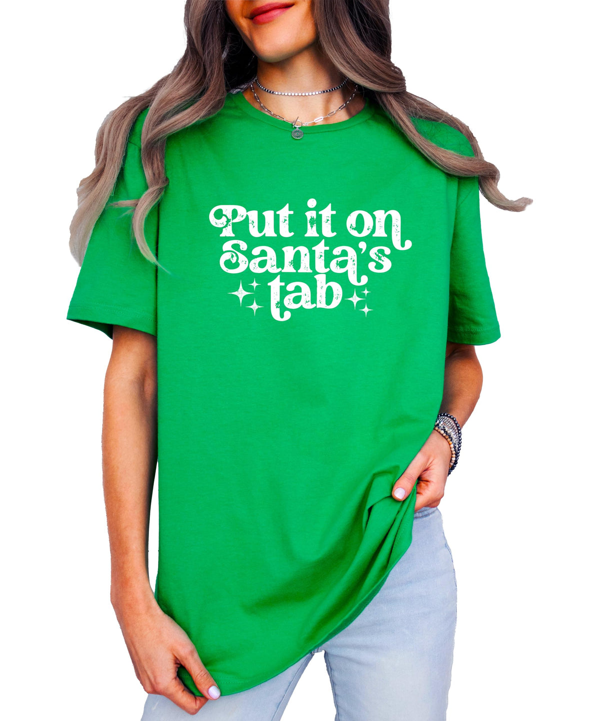 Put It On Santas Tab Funny Christmas Shirt for Women