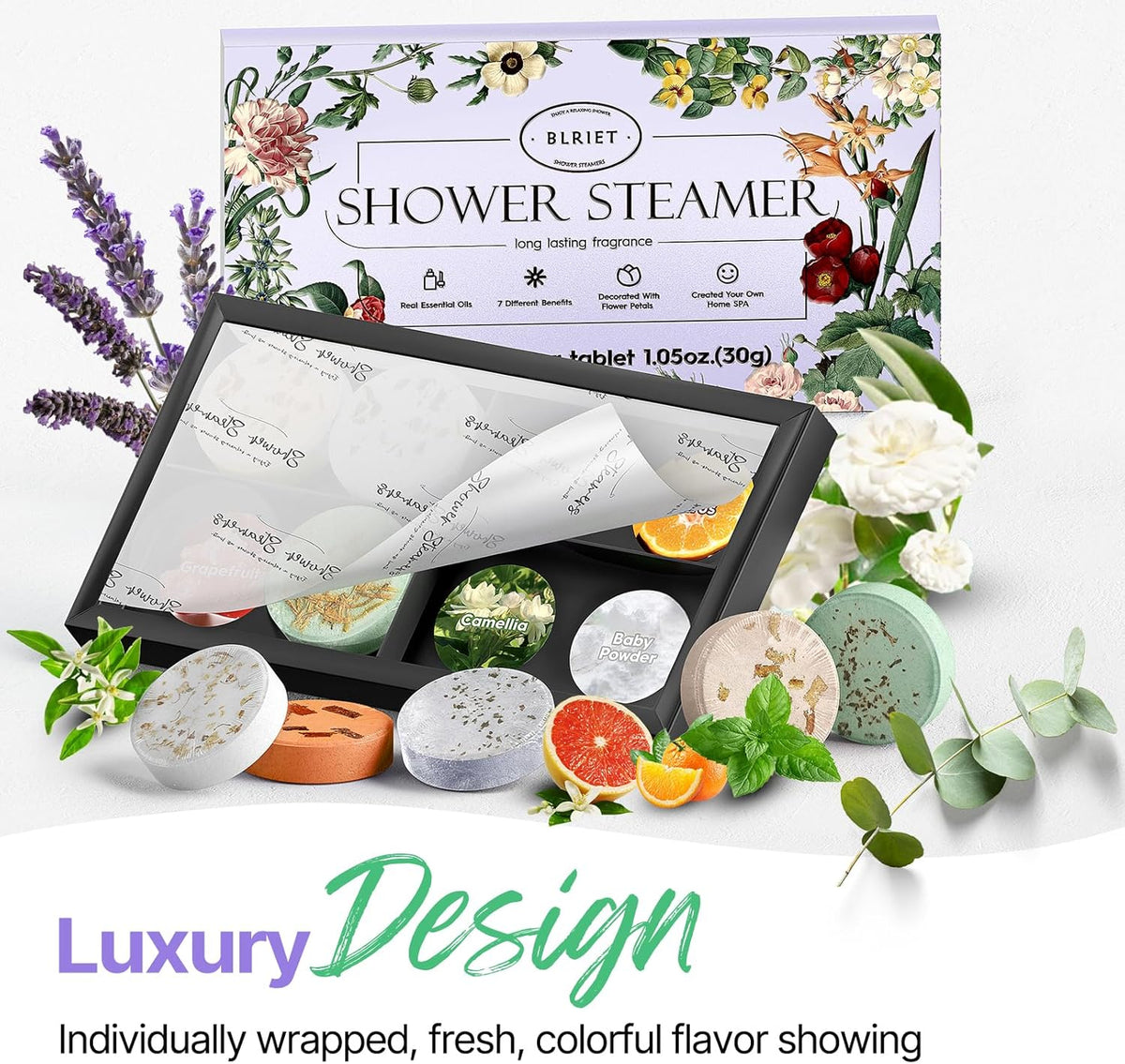 Blriet Shower Steamers Aromatherapy Relief Gifts 8 ct