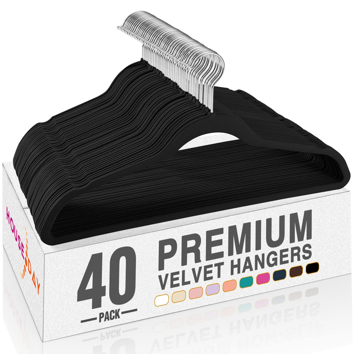 House Day Black Velvet Hangers 60 Pack