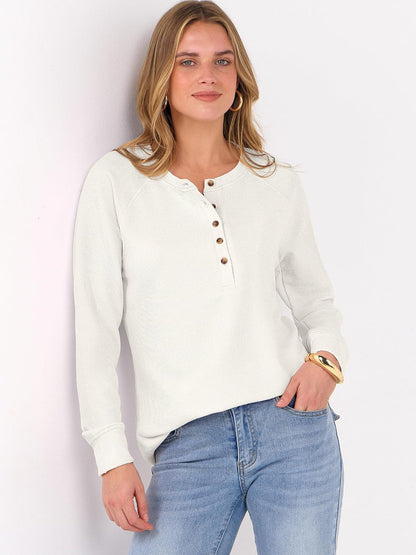 ANRABESS Women's Waffle Knit Henley Top Long Sleeve Shirts