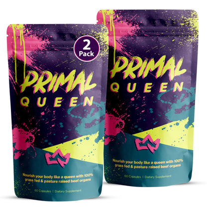 Primal Queen Female-Optimized Beef Organ Superfood Supplement (Beef Liver, Kidney, Heart, & 3 More) - 100% Grass Fed, Pasture Raised - 3rd Party & Clinically Tested