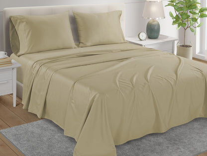 100% Egyptian Cotton Sheets King Size Sheets Set with Fully Elasticated 15" Deep Fitted Sheet & Pillowcases