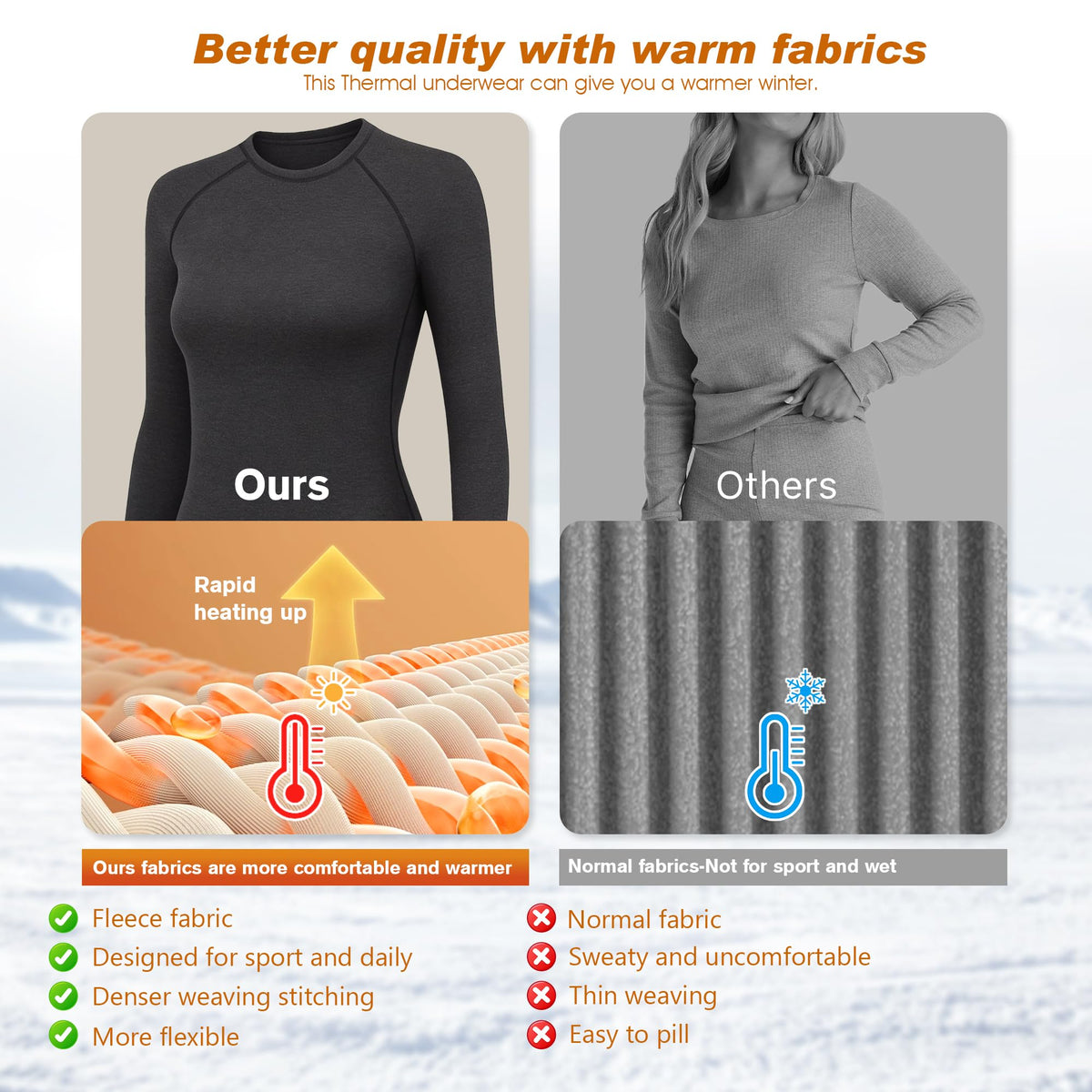 Thermal Underwear for Women Thermal Set Fleece Lined Leggings Long Johns