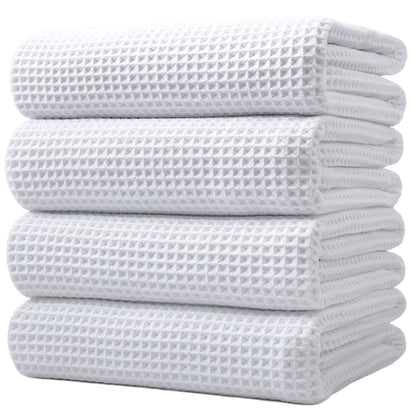 Polyte 430 Gsm Microfiber Oversize Quick Dry Lint Free Bath Towel, 60 X 30 in, 4 Pack (Waffle Weave)