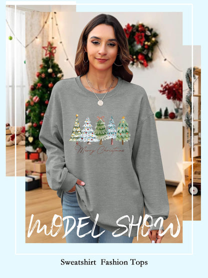 Christmas Shirts For Women Merry Christmas Graphic Crewneck Sweatshirt Tops
