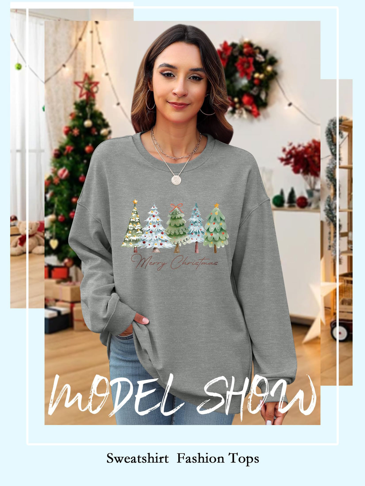 Christmas Shirts For Women Merry Christmas Graphic Crewneck Sweatshirt Tops