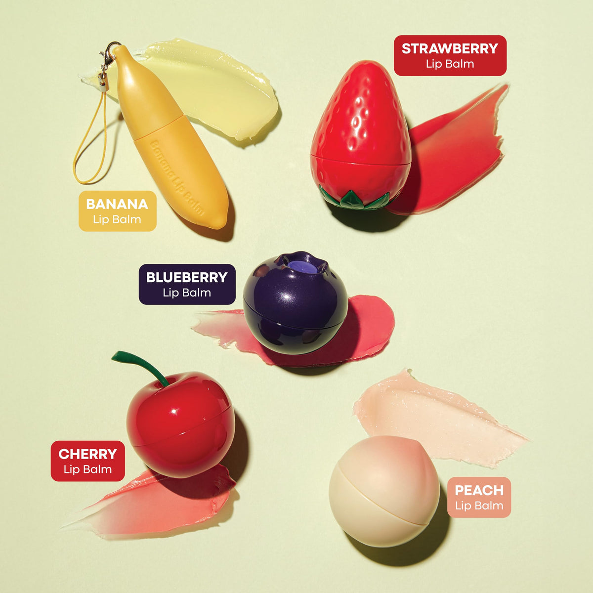 TONYMOLY Mini Fruit Lip Balm Set with Sheer Tint, Shea Butter and Vitamin E