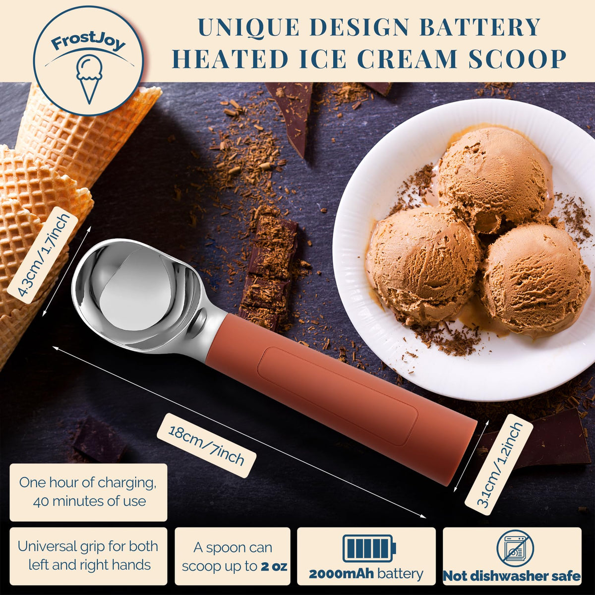 Heated Ice Cream Scoop Rechargeable