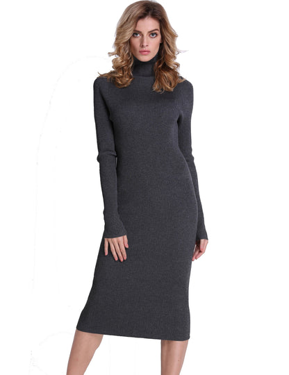 PrettyGuide Slim Fit Ribbed Knit Midi Dresses