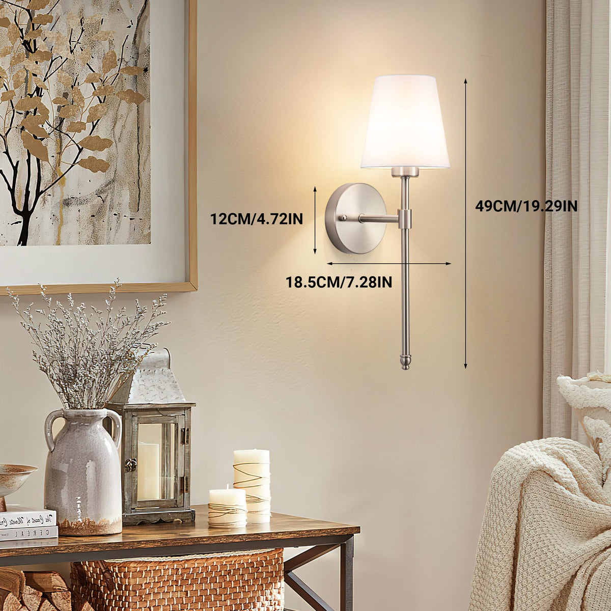 Yhcdlamp Battery Operated Wall Sconce Light with Remote Control, Dimmable Wall Sconce Set of 2