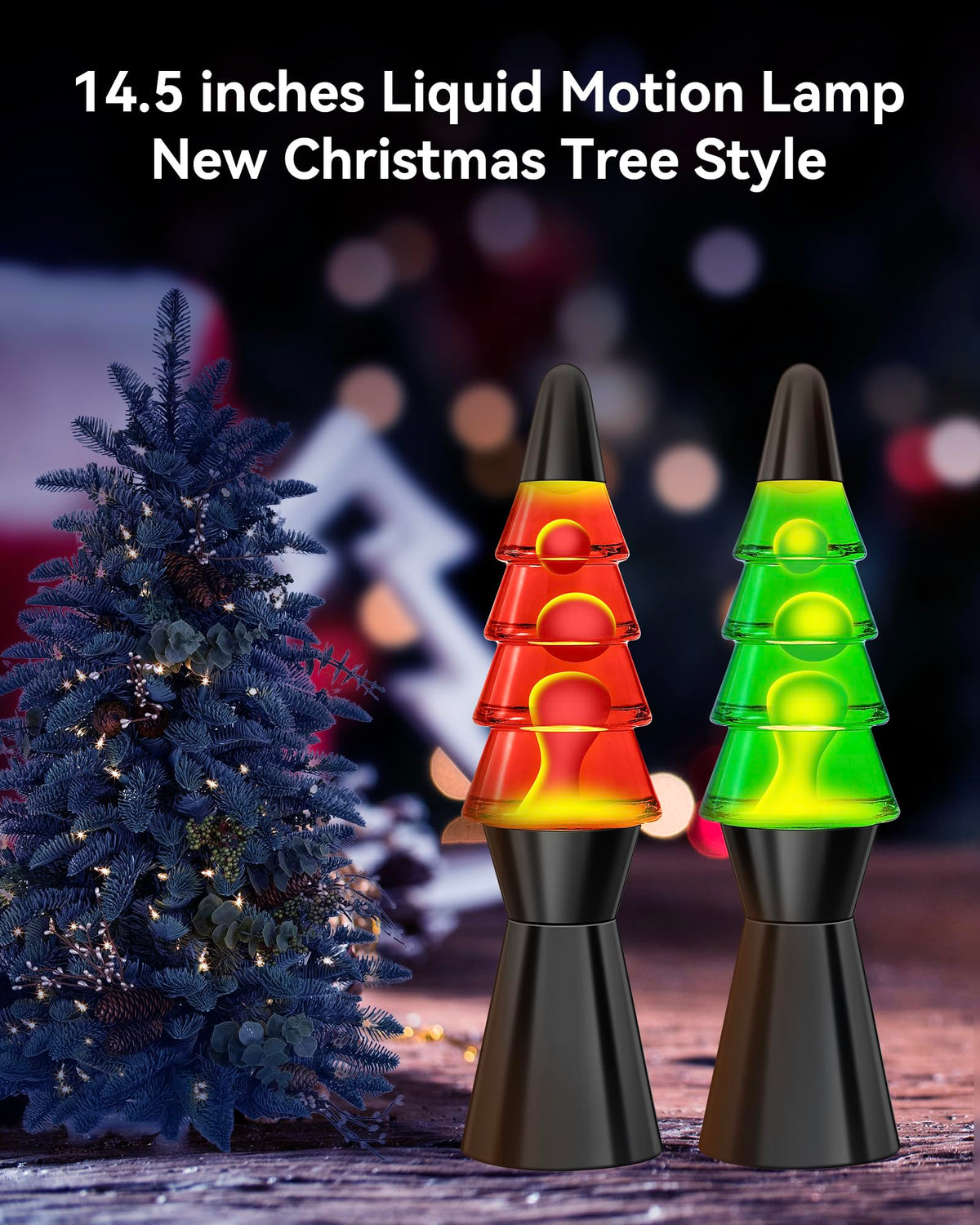 Christmas Tree Liquid Motion Lamp,for Mother's Day/Mom Gifts,14.5 Inches Table Lamp Christmas Indoor Decorations for Adults and Kids, Mood Lighting Home Decor Lav Night Light