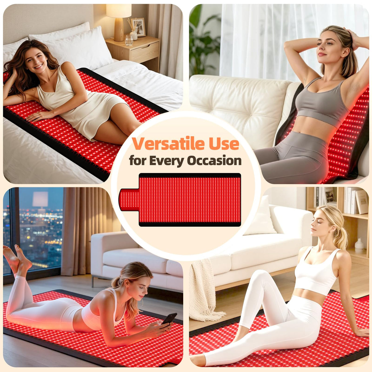 Red Light Therapy Mat for Full Body, 76.8'' X 33.4'' Red Light Therapy Blanket, 1370 (660nm & 850nm) Leds for Home Use, 3 Modes & Adjustable Timer, Premium Leather