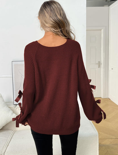 ZAFUL Women's Bow Chunky Knit Sweater