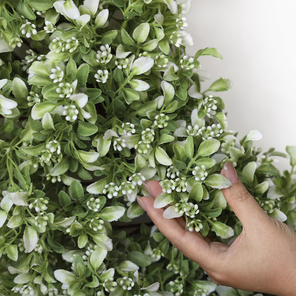 32" Large Artificial Boxwood Wreath for Front Door (White-Green) | Waterproof & Fade Resistant
