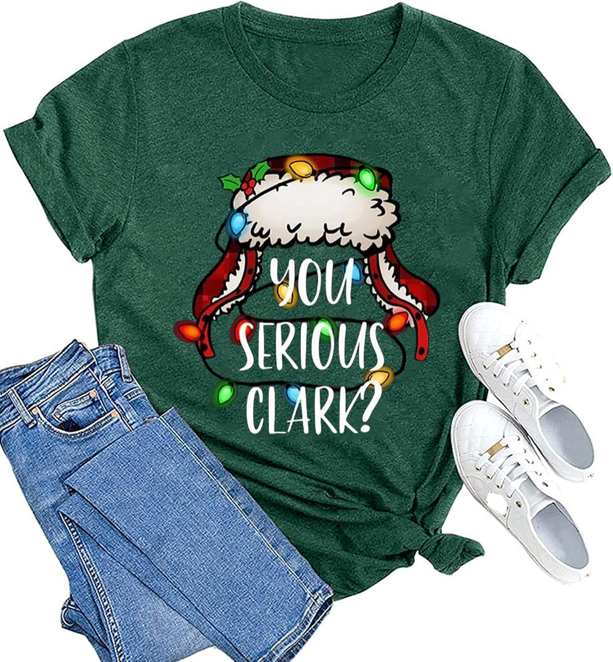 hcihgzr Christmas Shirts for Women Merry and Bright Christmas Shirt Xmas Tree Graphic Holiday T-Shirt Tops