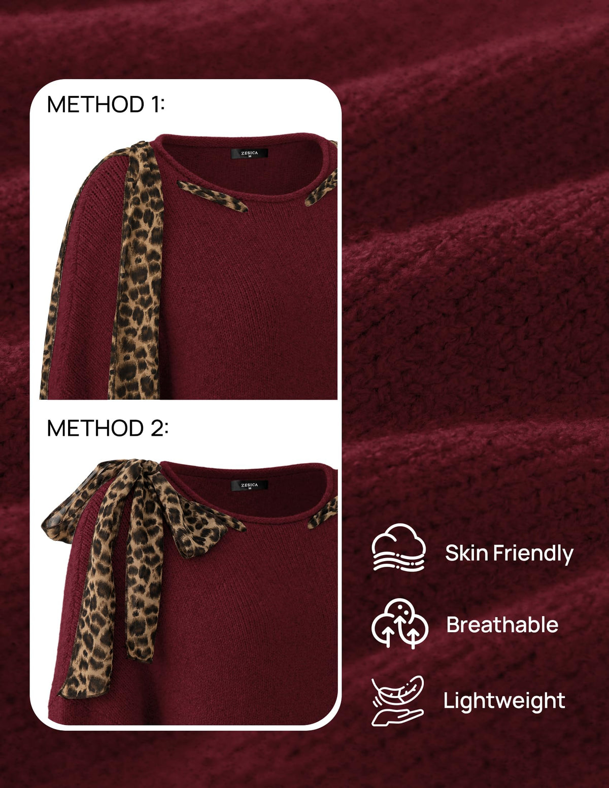 ZESICA Women's Fall Winter Cute Bow Tie Oversized Sweaters