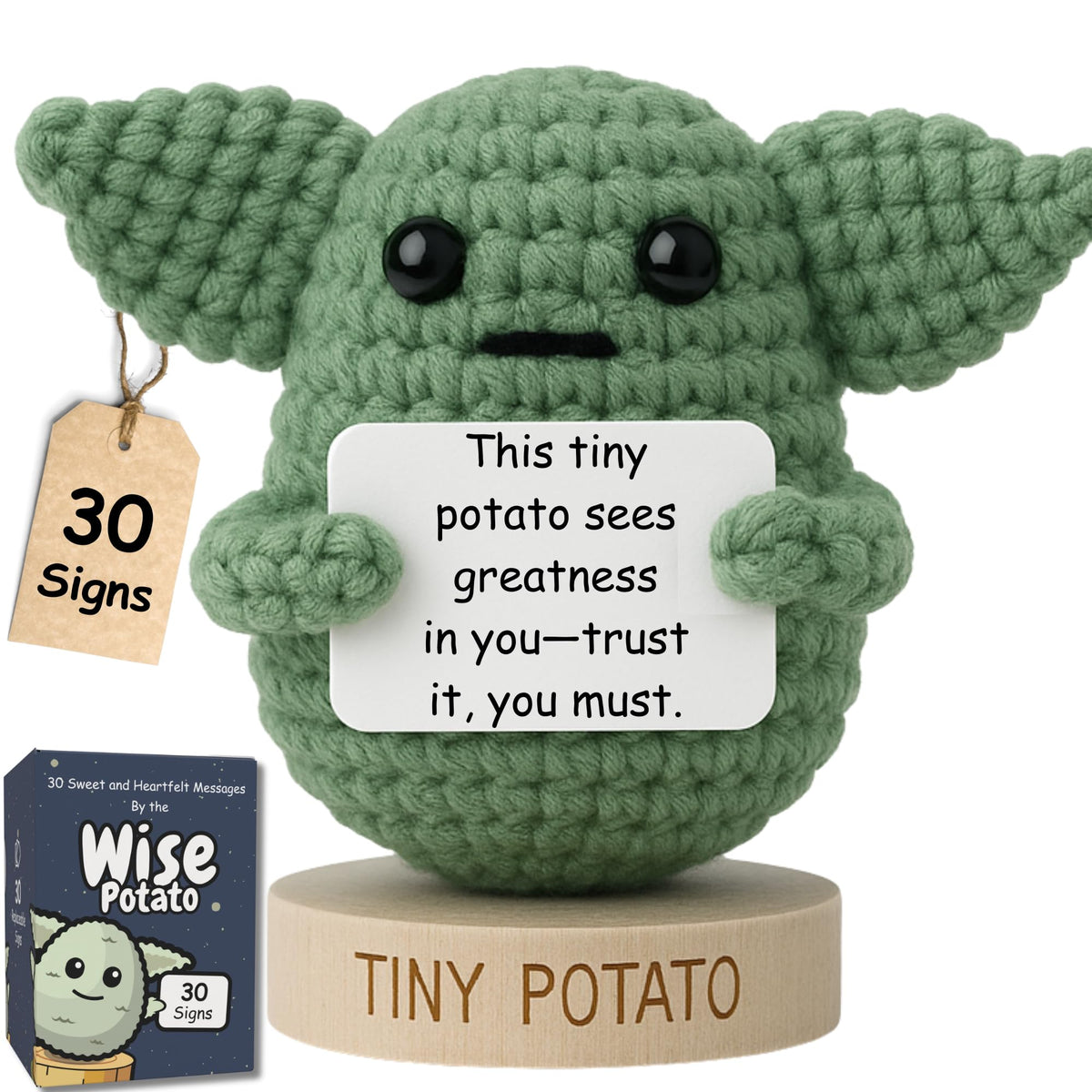 Emotional Support Gifts for Women - Positive Crochet Cupcake W/ 30 Uplifting Affirmation Cards